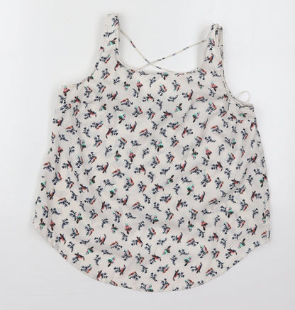 Atmosphere Womens White  Polyester Basic Tank Size 10 Scoop Neck - Birds