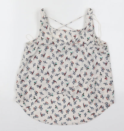 Atmosphere Womens White  Polyester Basic Tank Size 10 Scoop Neck - Birds