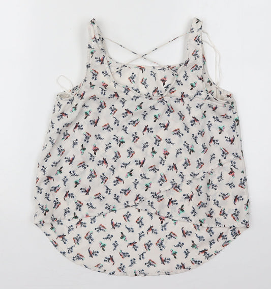 Atmosphere Womens White  Polyester Basic Tank Size 10 Scoop Neck - Birds