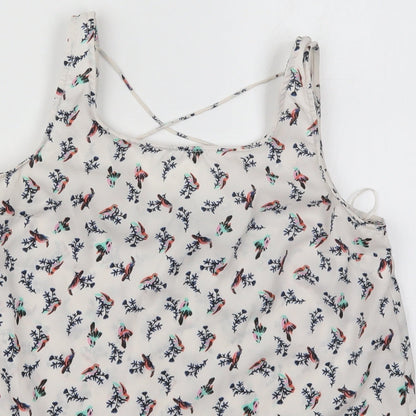 Atmosphere Womens White  Polyester Basic Tank Size 10 Scoop Neck - Birds