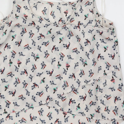 Atmosphere Womens White  Polyester Basic Tank Size 10 Scoop Neck - Birds
