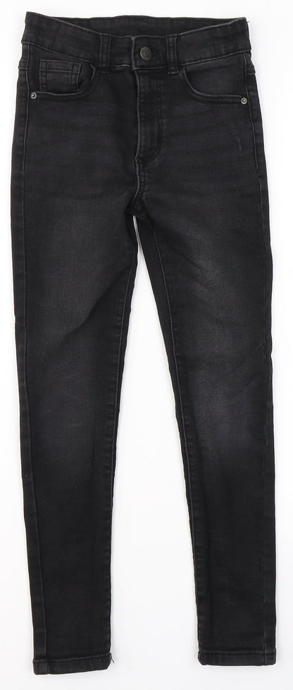 George Girls Black  Cotton Skinny Jeans Size 9-10 Years  Regular Button