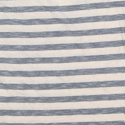 TU Womens Grey Striped Cotton Basic T-Shirt Size 8 Crew Neck