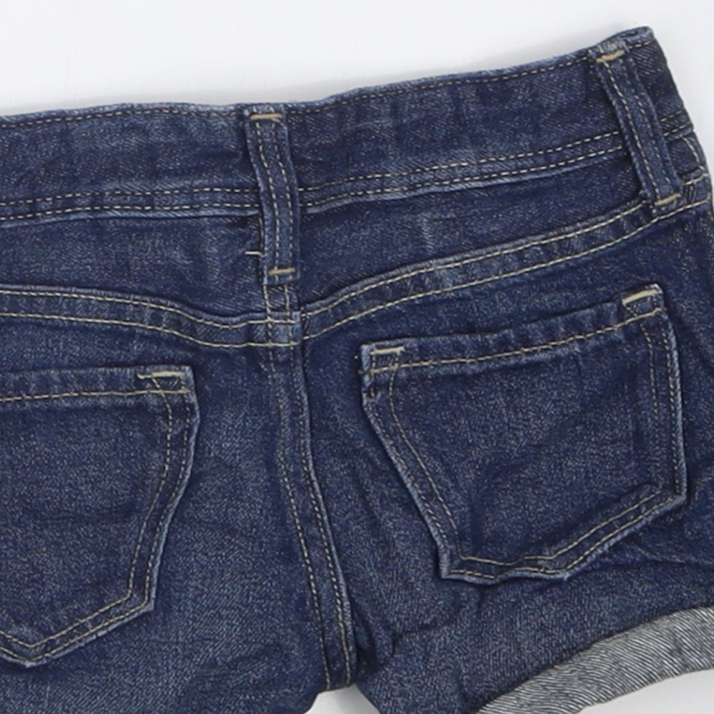 H&M Girls Blue  Cotton Boyfriend Shorts Size 2-3 Years  Regular Buckle