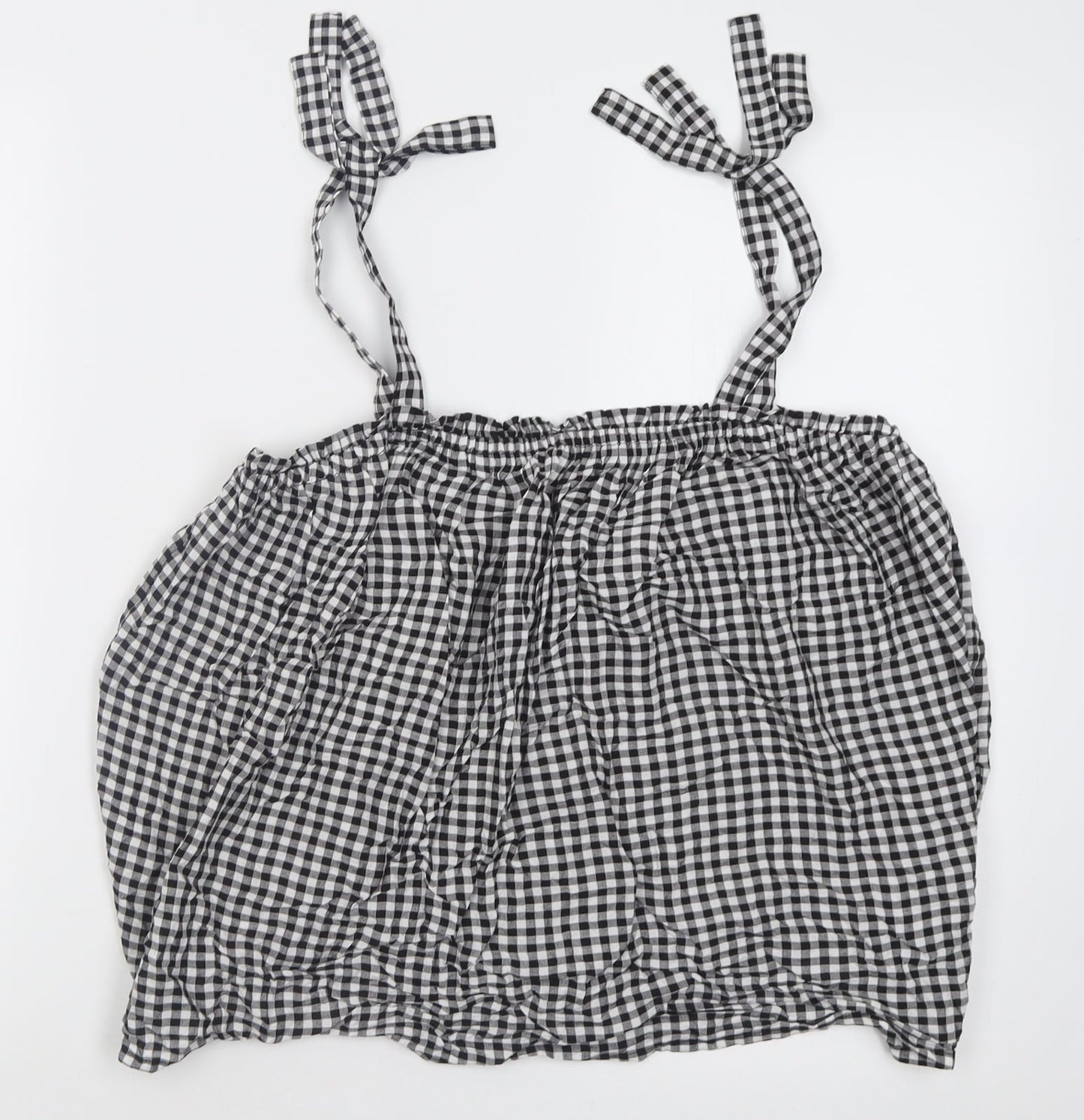 George Womens Black Check Viscose Basic Tank Size 10 Square Neck