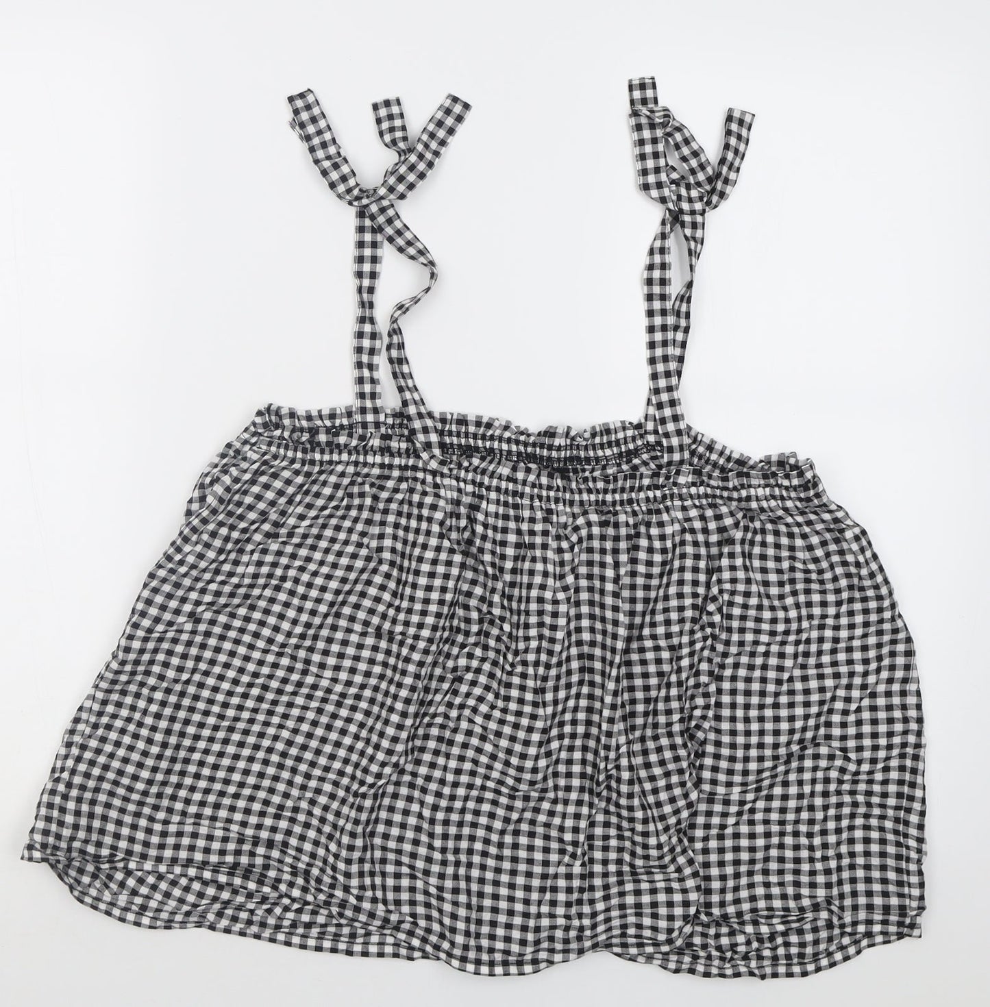 George Womens Black Check Viscose Basic Tank Size 10 Square Neck