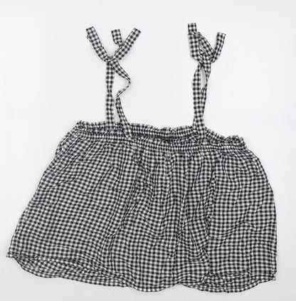 George Womens Black Check Viscose Basic Tank Size 10 Square Neck