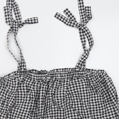 George Womens Black Check Viscose Basic Tank Size 10 Square Neck
