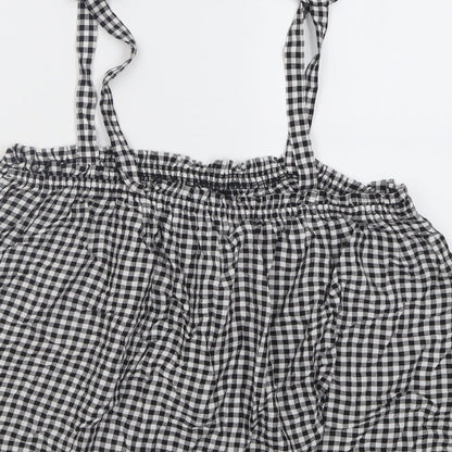 George Womens Black Check Viscose Basic Tank Size 10 Square Neck