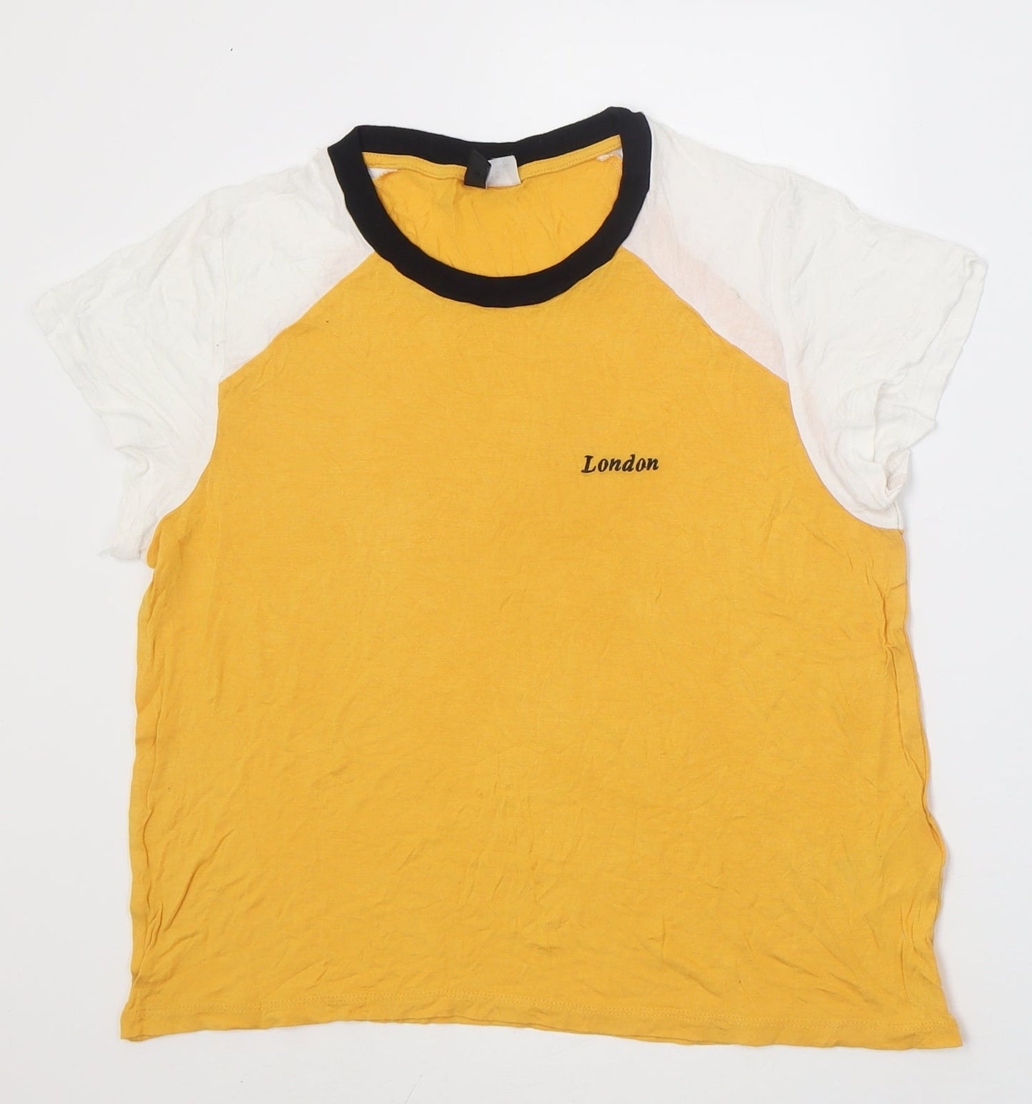 Womens UK Size M H&M Yellow Basic T-Shirt