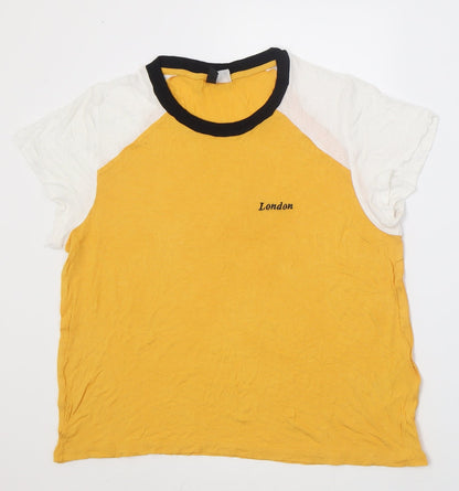 Womens UK Size M H&M Yellow Basic T-Shirt