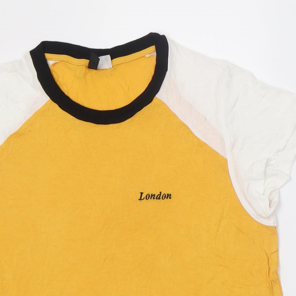 Womens UK Size M H&M Yellow Basic T-Shirt