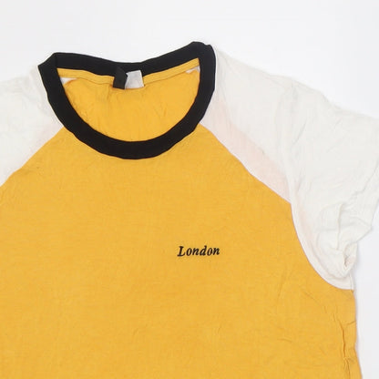 Womens UK Size M H&M Yellow Basic T-Shirt
