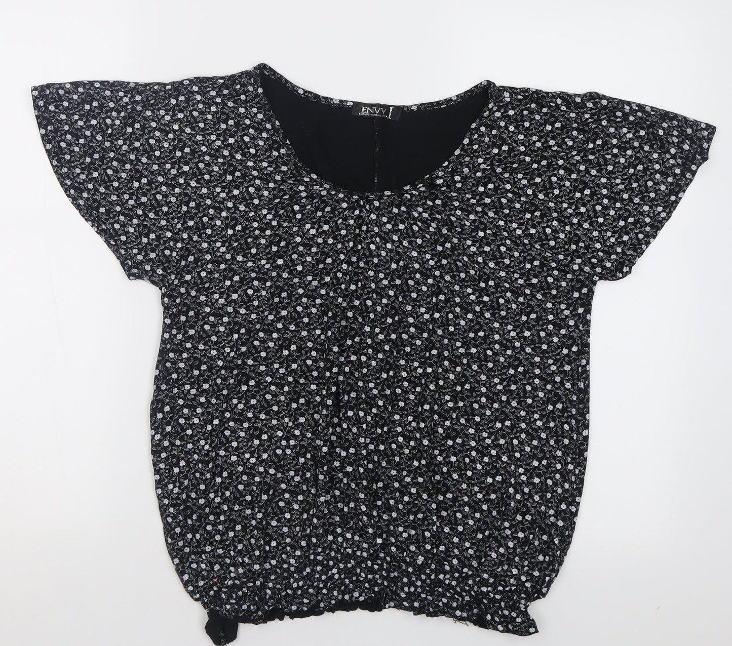 Womens UK Size M Envy Black Basic T-Shirt