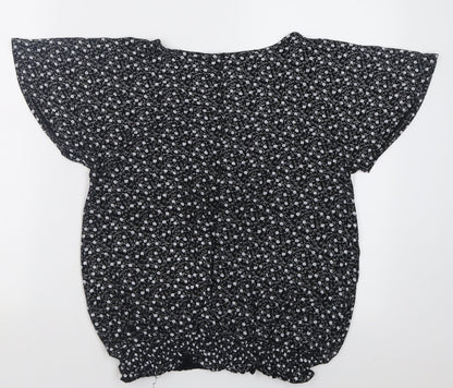 Womens UK Size M Envy Black Basic T-Shirt