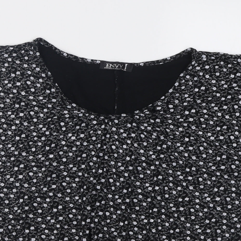Womens UK Size M Envy Black Basic T-Shirt
