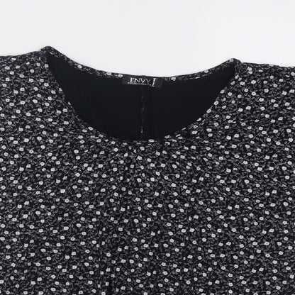 Womens UK Size M Envy Black Basic T-Shirt