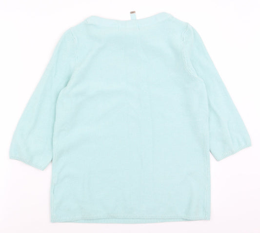 collection  Womens Blue Round Neck  100% Cotton Pullover Jumper Size 12