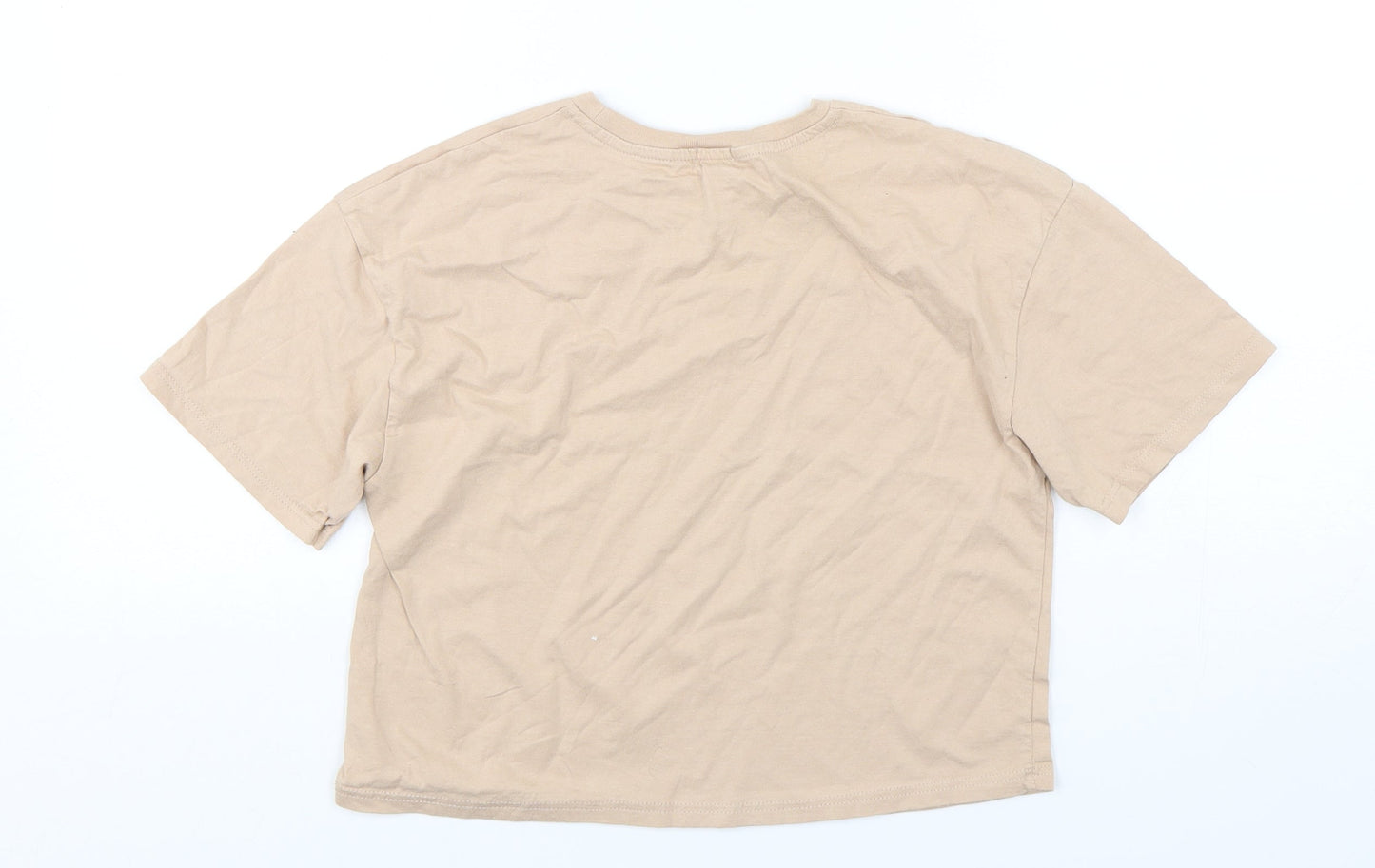 River Island  Girls Beige  Cotton Cropped T-Shirt Size 11-12 Years Round Neck Pullover