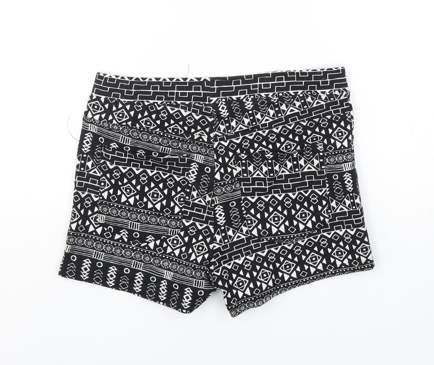 H&M Womens Multicoloured Geometric Cotton Sweat Shorts Size M L3 in Regular