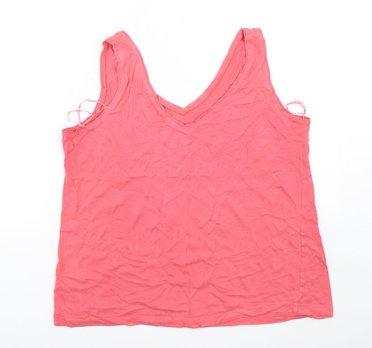 F&F Womens Pink  Cotton Basic Tank Size 14 V-Neck