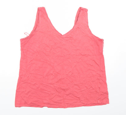 F&F Womens Pink  Cotton Basic Tank Size 14 V-Neck