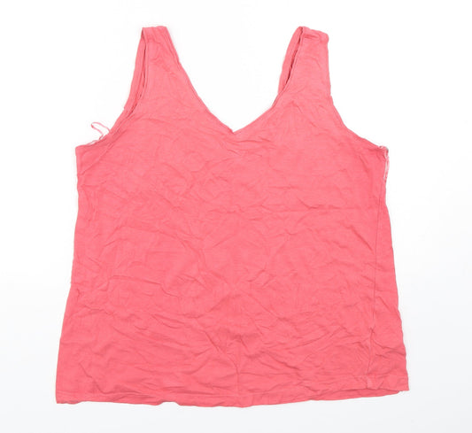 F&F Womens Pink  Cotton Basic Tank Size 14 V-Neck