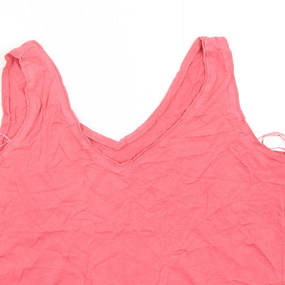 F&F Womens Pink  Cotton Basic Tank Size 14 V-Neck
