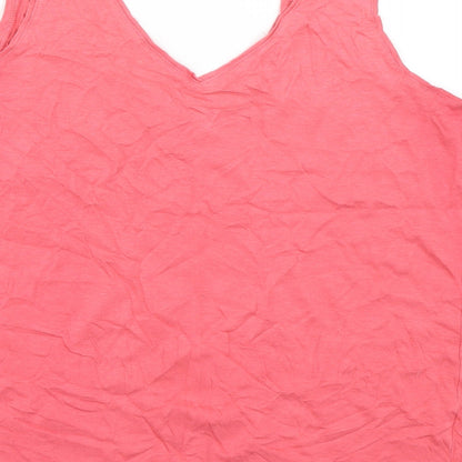 F&F Womens Pink  Cotton Basic Tank Size 14 V-Neck