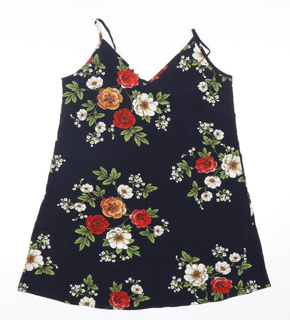 Shein  Womens Blue Floral Polyester Camisole Tank Size M V-Neck