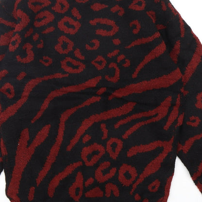 Love Knitwear Womens Multicoloured Mock Neck Animal Print Acrylic Pullover Jumper Size 14
