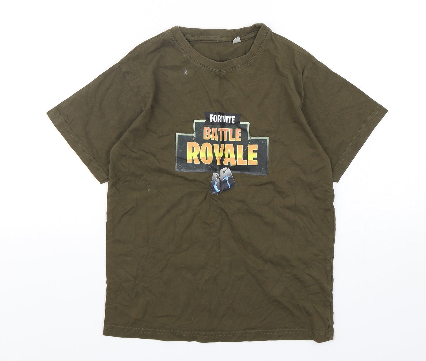 JHK Boys Green  Cotton Basic T-Shirt Size 10-11 Years Round Neck Pullover - Fortnite