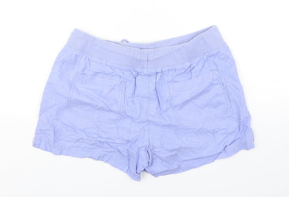 Joe Fresh Womens Blue  Linen Sailor Shorts Size 10 L5 in Regular Drawstring