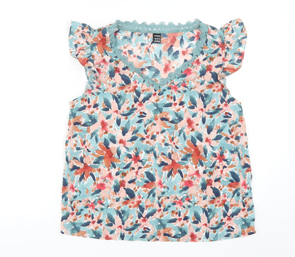 Shein  Womens Multicoloured Floral Polyester Basic Blouse Size 10 V-Neck