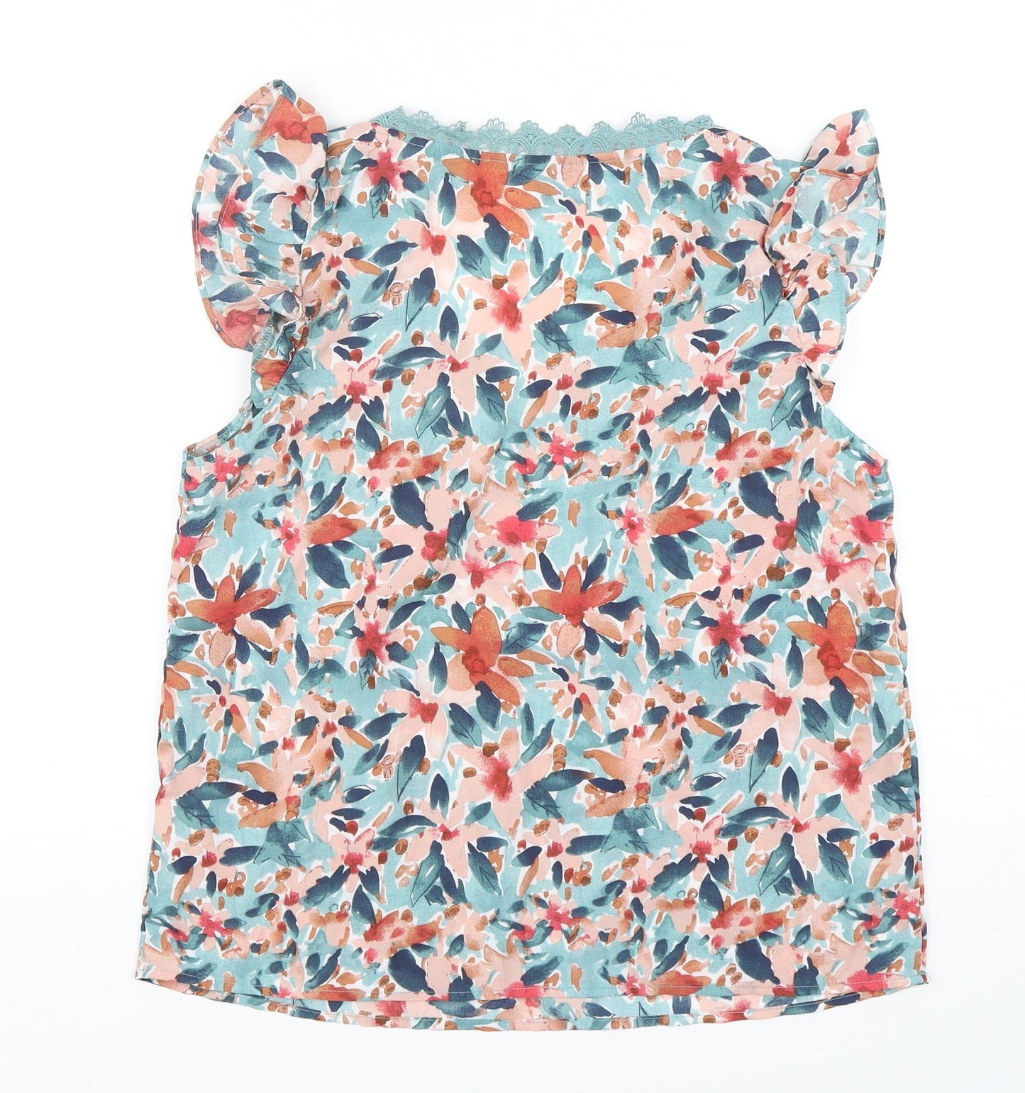 Shein  Womens Multicoloured Floral Polyester Basic Blouse Size 10 V-Neck