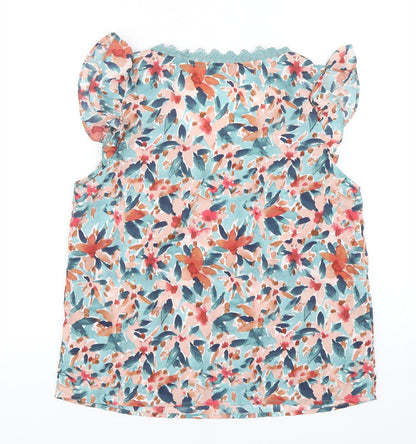 Shein  Womens Multicoloured Floral Polyester Basic Blouse Size 10 V-Neck