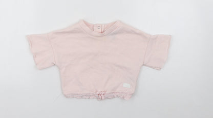 7 For All Mankind Girls Pink  Cotton Pullover Jumper Size 12-18 Months  Snap