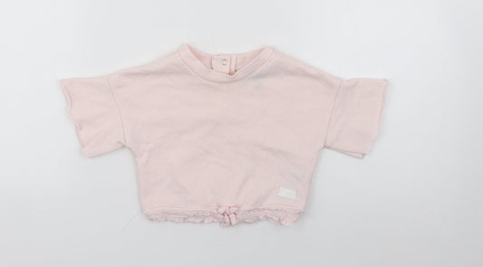 7 For All Mankind Girls Pink  Cotton Pullover Jumper Size 12-18 Months  Snap