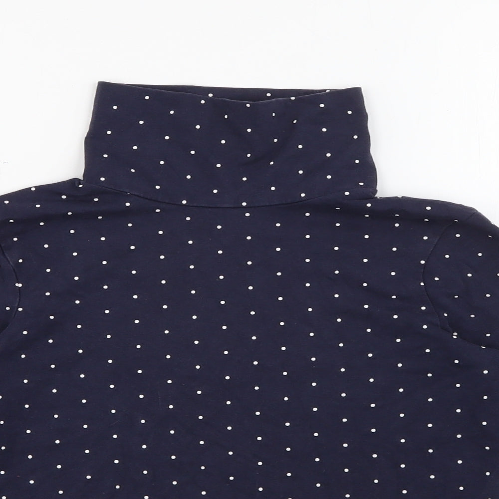 Primark Girls Blue High Neck Polka Dot Cotton Pullover Jumper Size 9-10 Years