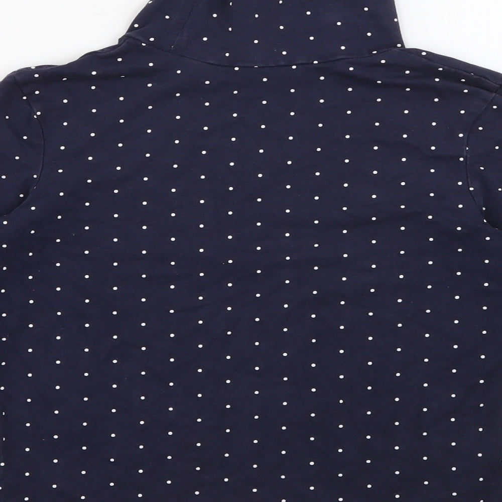 Primark Girls Blue High Neck Polka Dot Cotton Pullover Jumper Size 9-10 Years