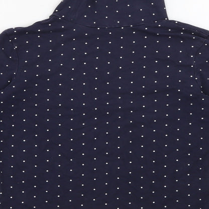 Primark Girls Blue High Neck Polka Dot Cotton Pullover Jumper Size 9-10 Years