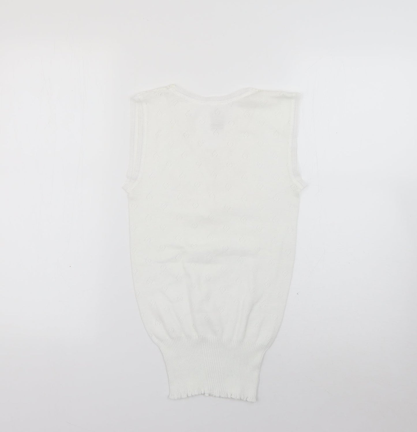 White Snowdrop Womens White  Polyester Basic Tank Size M V-Neck