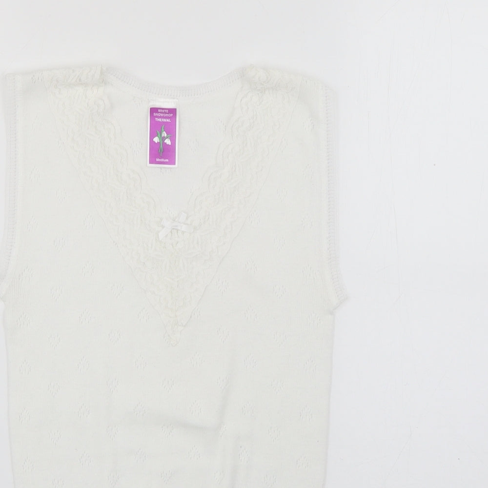 White Snowdrop Womens White  Polyester Basic Tank Size M V-Neck