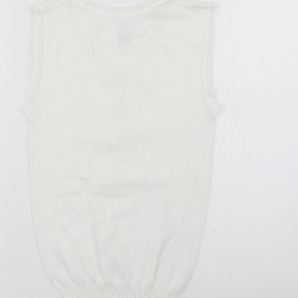 White Snowdrop Womens White  Polyester Basic Tank Size M V-Neck