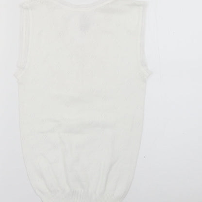 White Snowdrop Womens White  Polyester Basic Tank Size M V-Neck