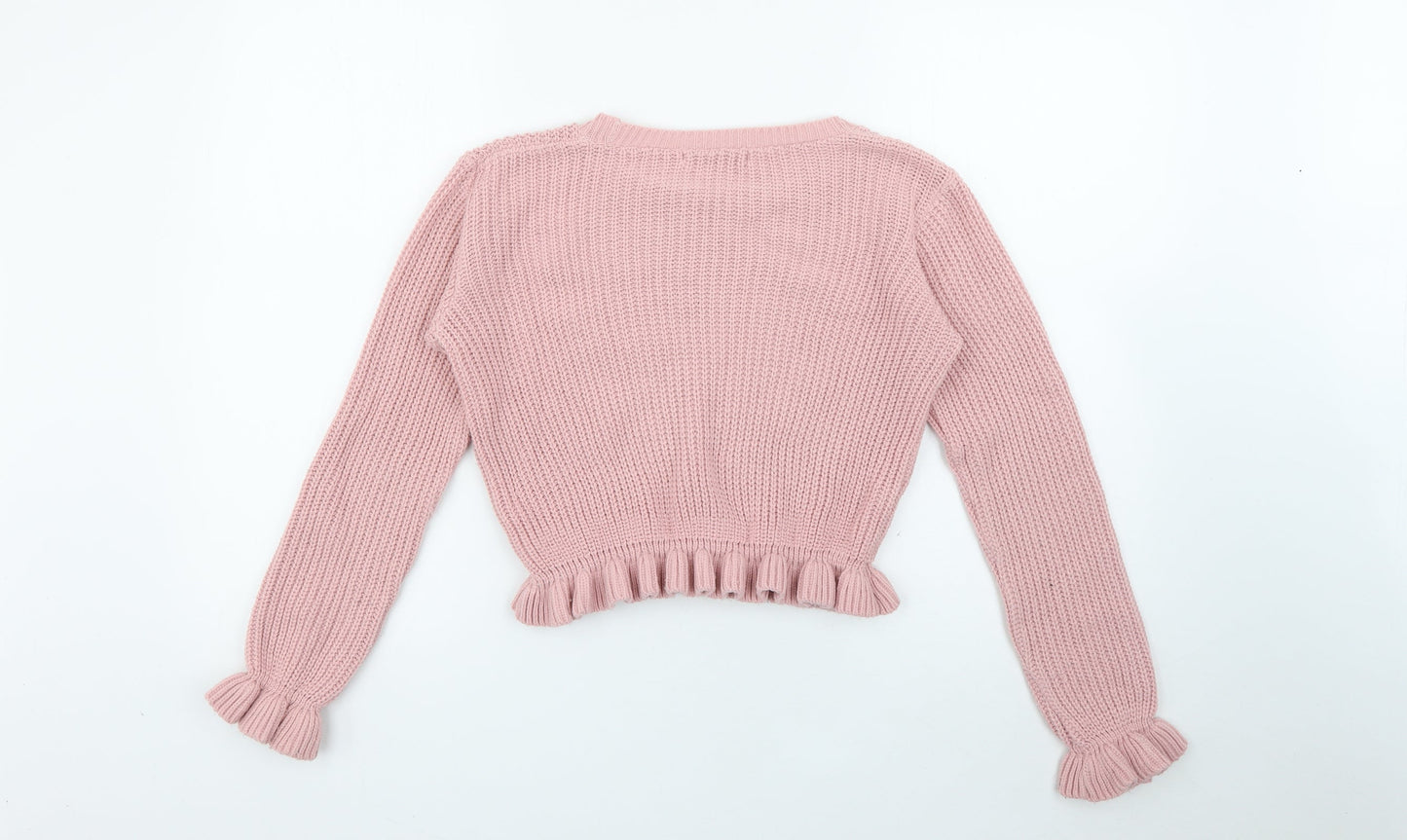 Select Girls Pink Crew Neck  Acrylic Pullover Jumper Size 14 Years