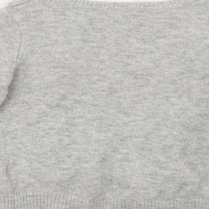 F&F Girls Grey Crew Neck  Acrylic Pullover Jumper Size 5-6 Years