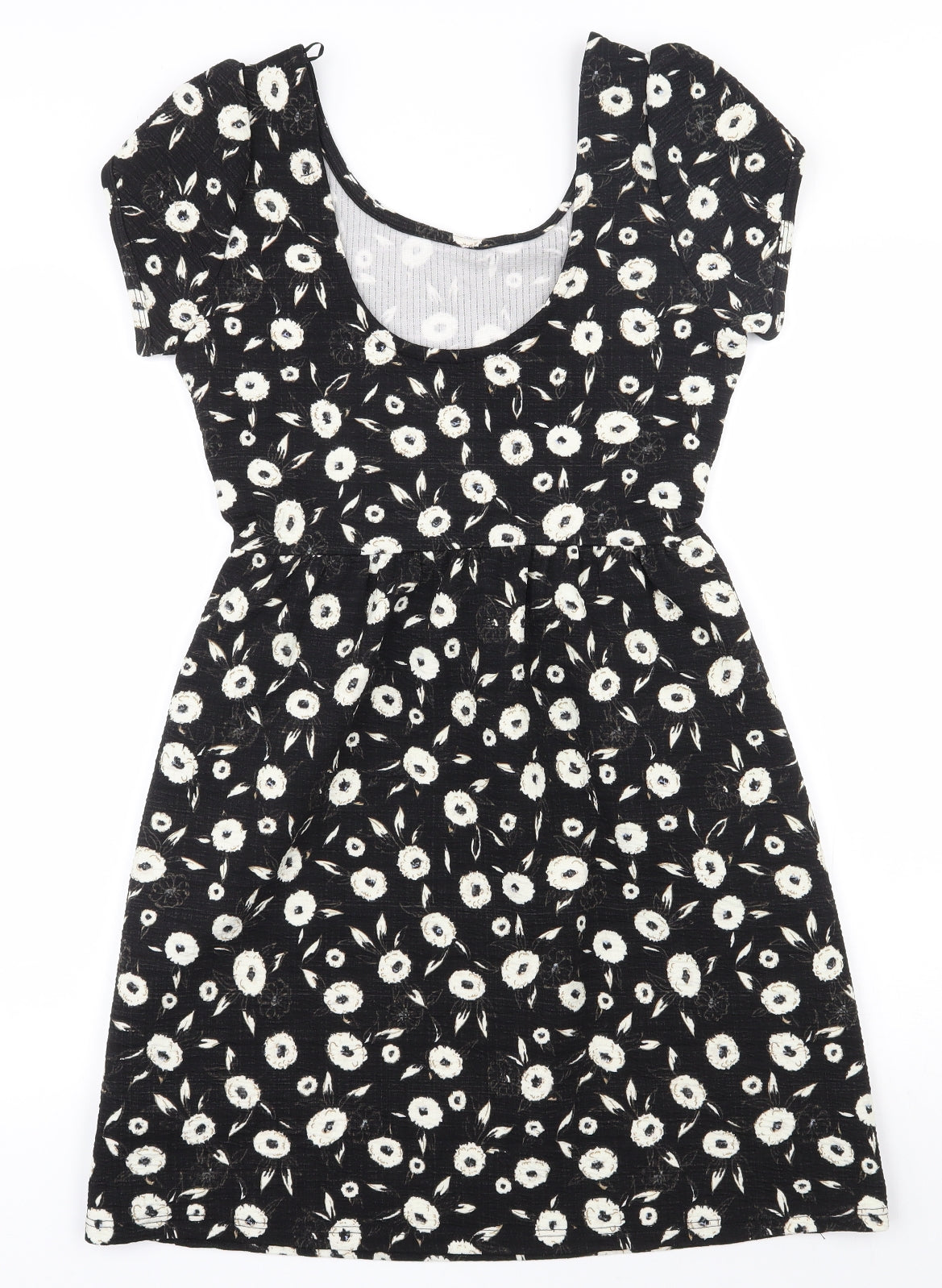 NEXT Womens Black Floral Polyester   Size 6  Scoop Neck Pullover