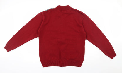 Sonia Fashion  Mens Red Round Neck  Acrylic Full Zip Jumper Size L