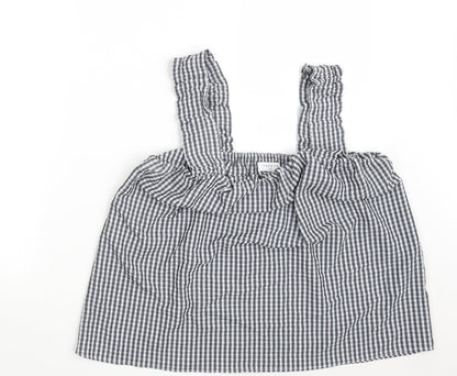 Papaya Womens Black Check Polyester Basic Blouse Size 12 Off the Shoulder